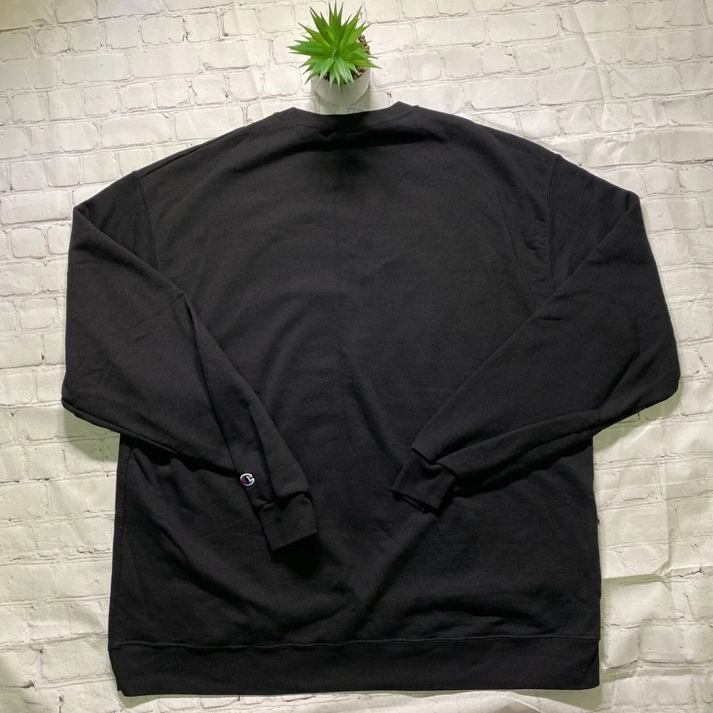 Champion Crewneck Sweatshirt Mens 2XL Black Gothic Grunge Day Of Dead Skull Rose
